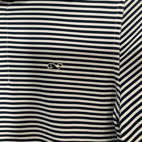 Vineyard Vines Boys Sankaty Blue White Striped Short Sleeve Polo Button Shirt L - Picture 7 of 12